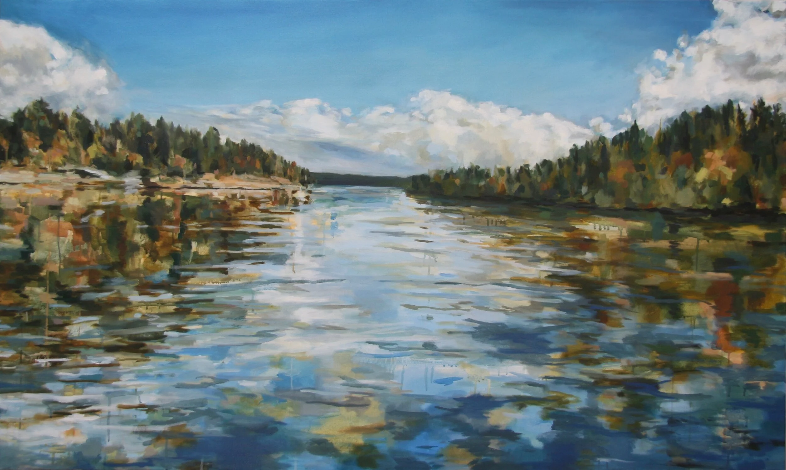 ‘Willamette River’ 2016 60” x 36” water soluble oil on canvas sold