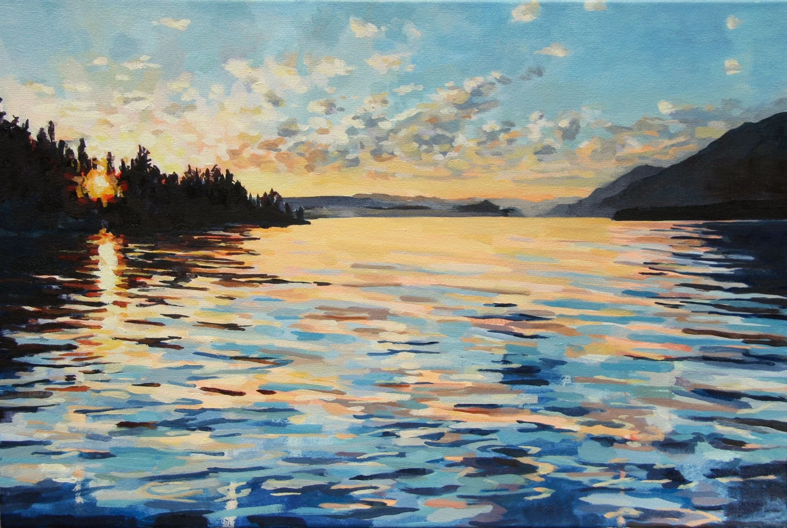 ‘Lake Pend Oreille’201530” x 20”water soluble oil on canvassold