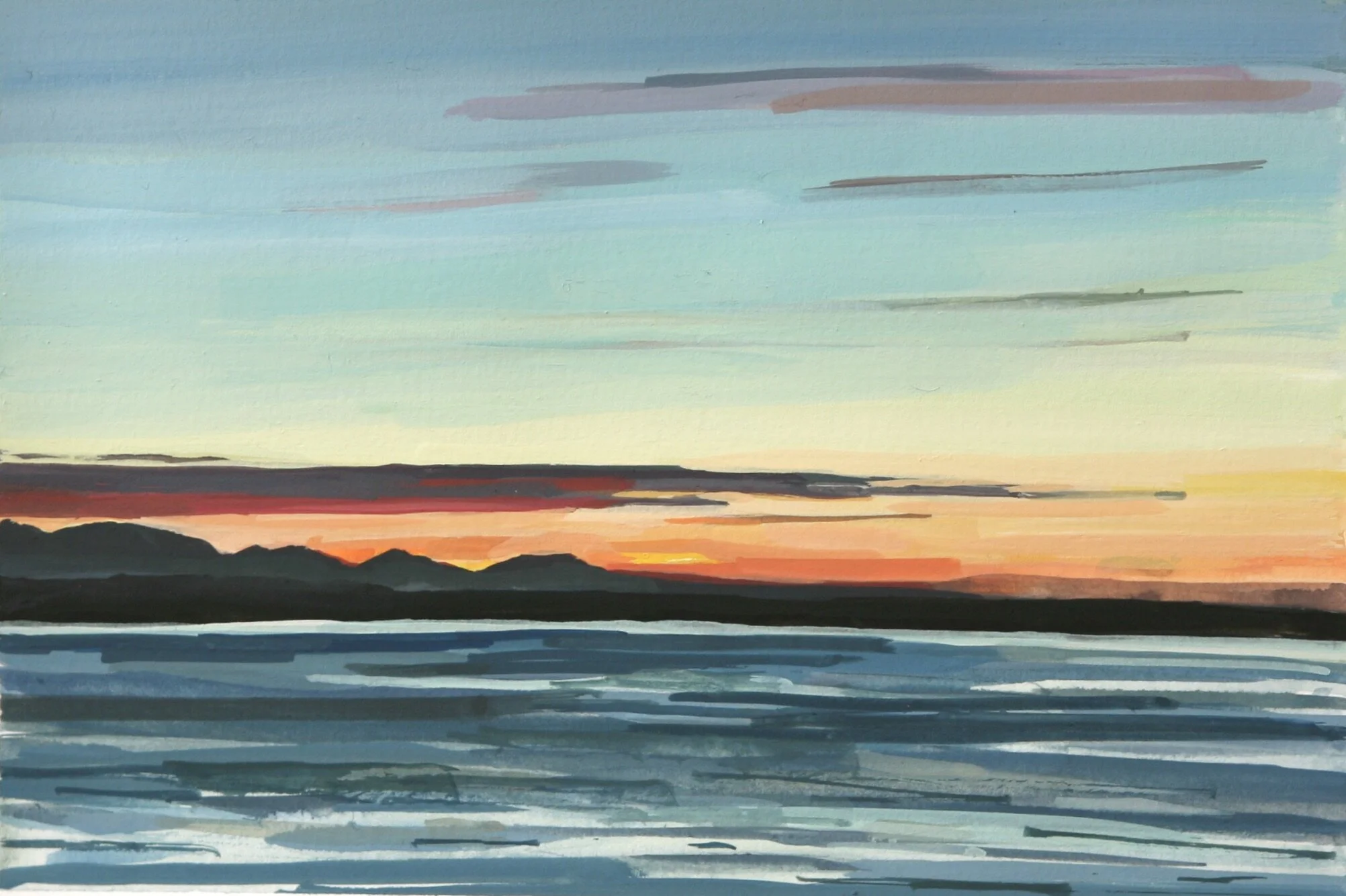 ‘Puget Sound Sunset’20196” x 4”gouache on papersold