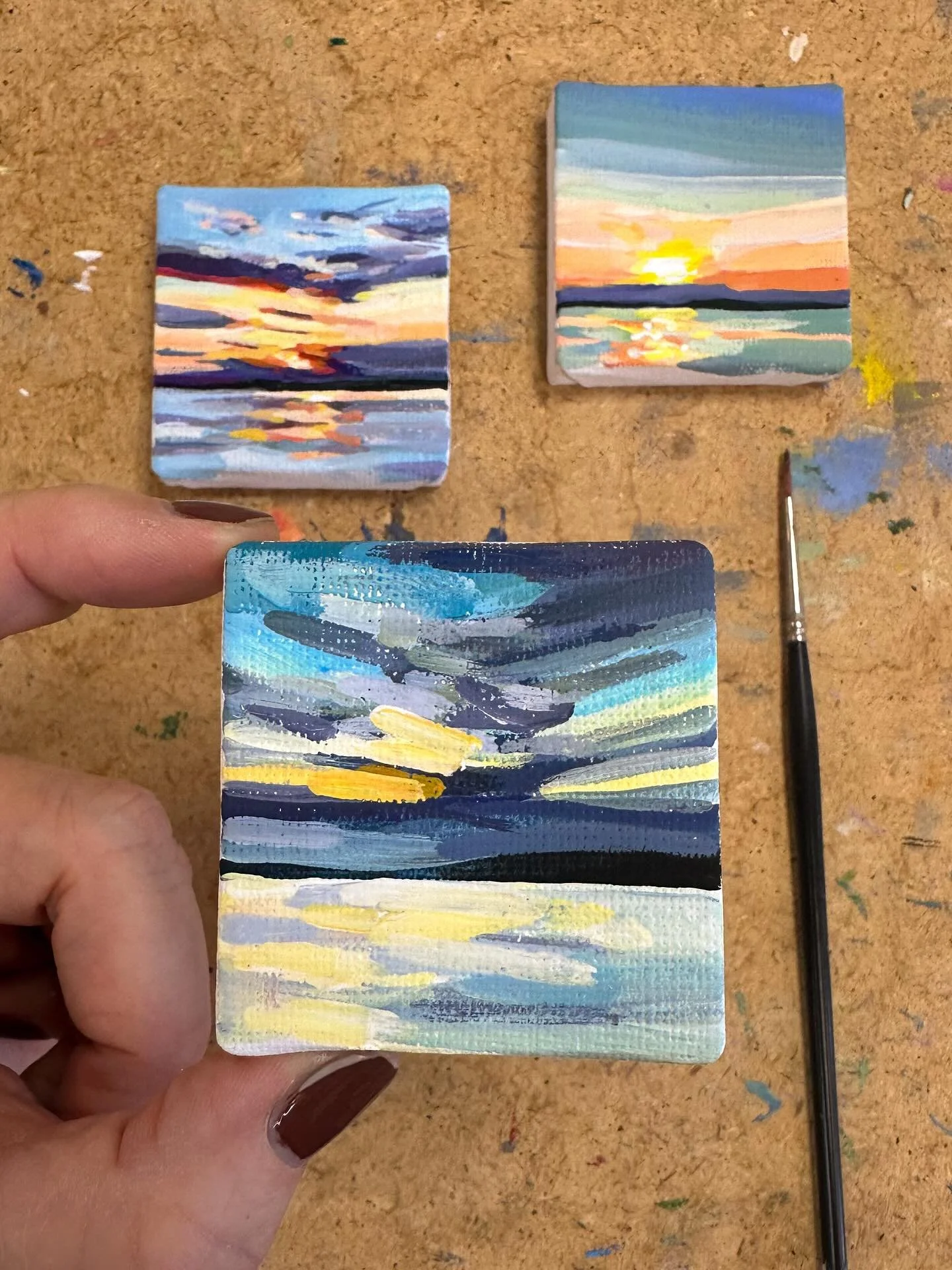 My tiniest paintings are almost ready for installation in a tiny Art Gallery constructed by @elisehooper 
Don&rsquo;t miss our Tiny Art Show (one night only!) during the Bainbridge Island First Friday Art Walk tomorrow night from 5-8 pm