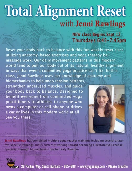 -my fascia-hydrating class at Yoga Soup: Thursday evenings 6:45-7:45 and only $12! (click to enlarge flyer)-