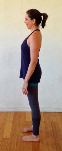 Here's me with my ribs forward - do you see that my lumbar curve looks exaggerated here?