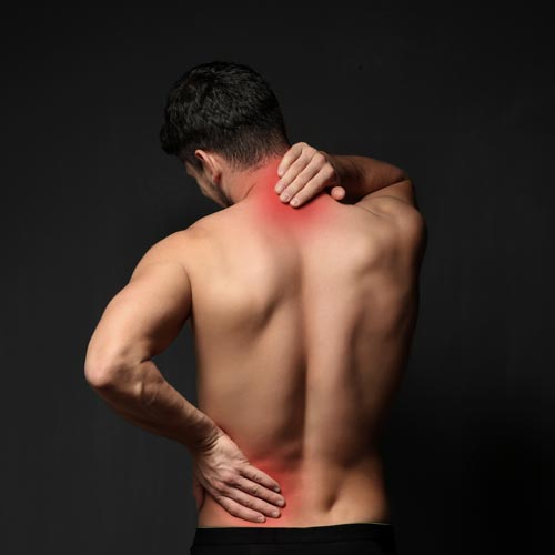 His left hand would actually be a bit lower if this were truly SI joint pain. (I couldn't find a photo that showed the right spot - they all seem to feature general low back pain instead!)
