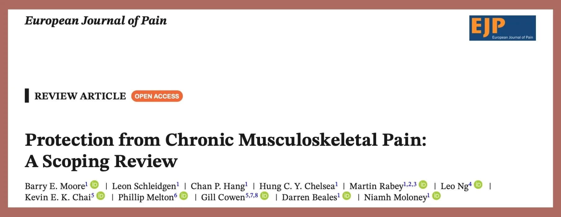 research paper on protective factors for chronic pain