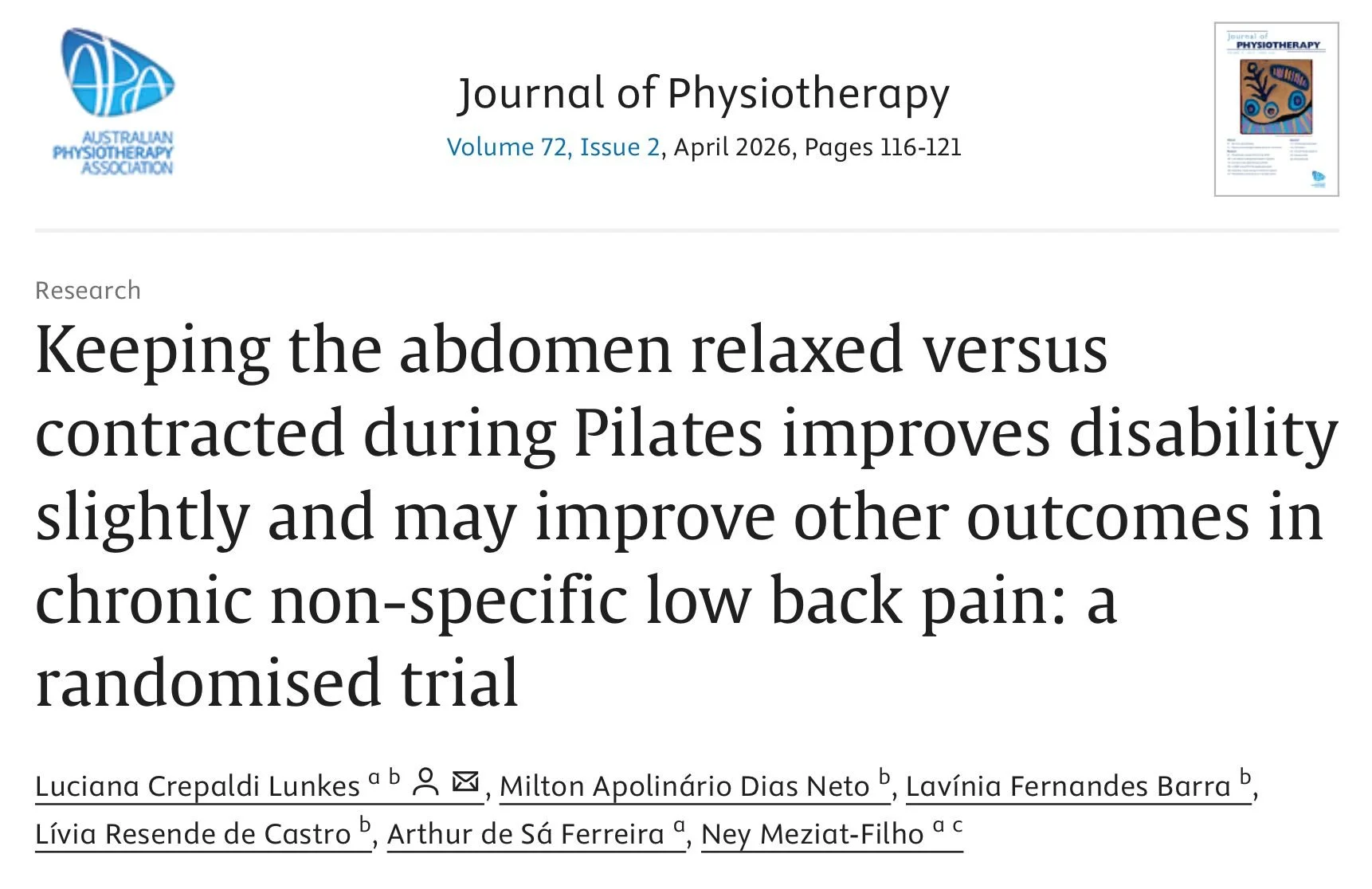 pilates study about core engagment