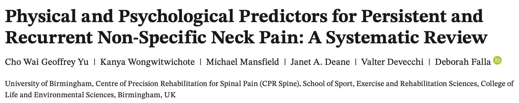 research study on neck pain