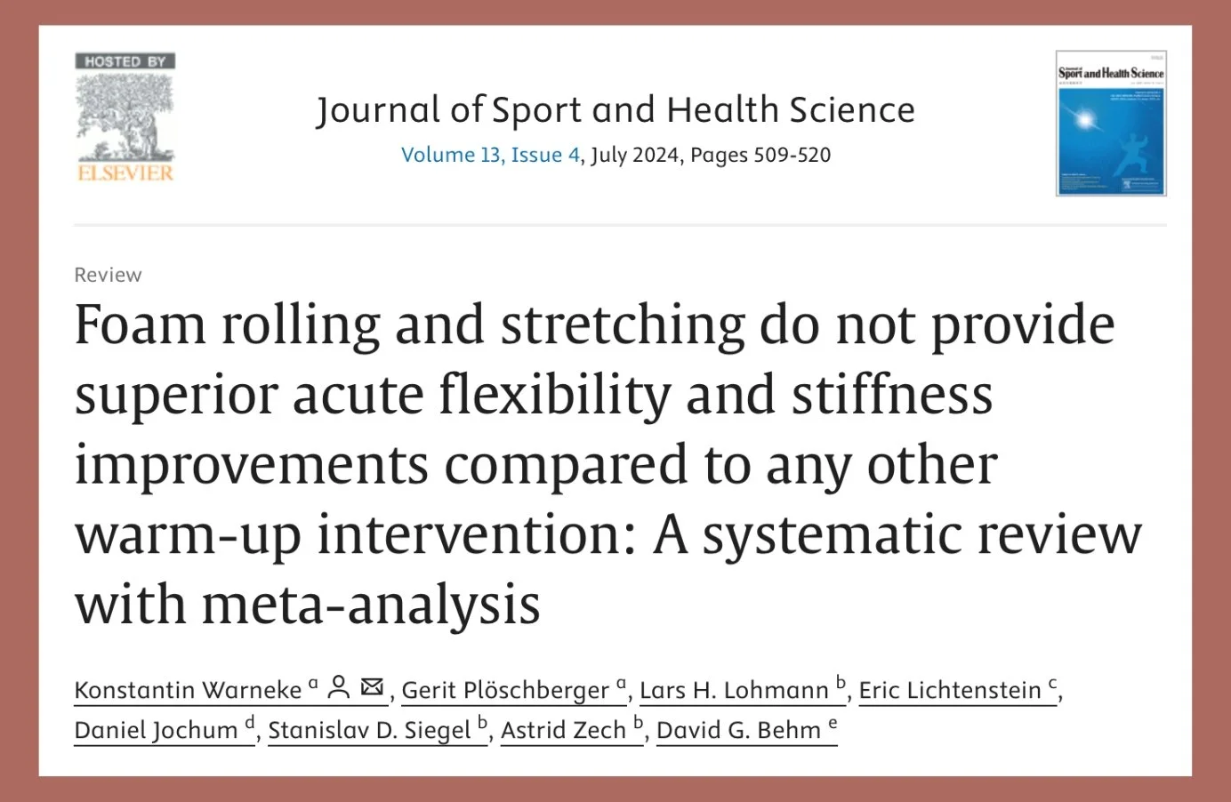 stretching or foam rolling for flexibility in a warm-up? study