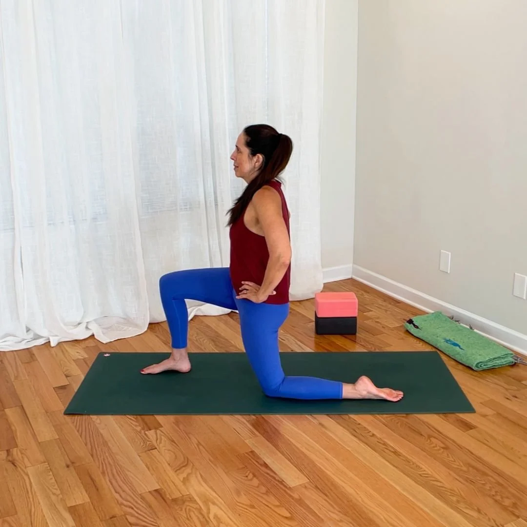 90/90 low lunge hip flexor stretch with posterior pelvic tilt