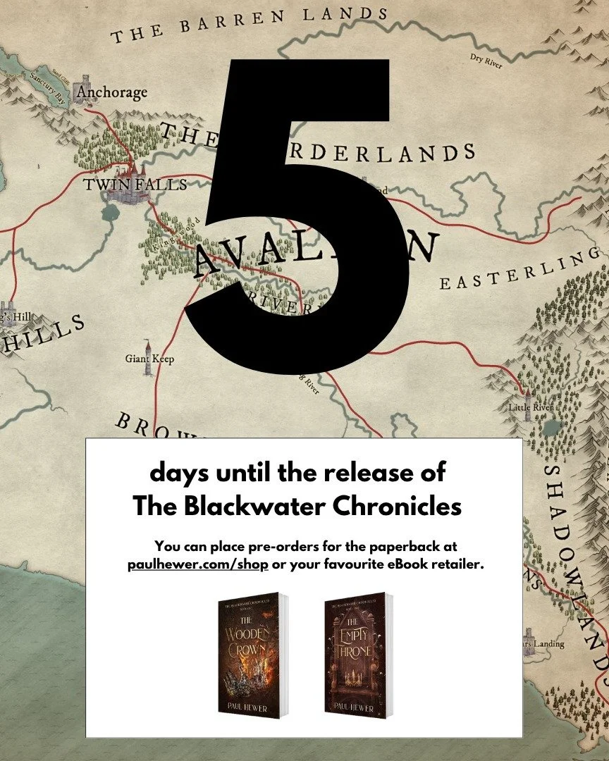 Only 5 days until the release of 'The Blackwater Chronicles'😊 📖

Pre-order paperback at paulhewer.com/shop
Pre-order eBook at your favourite eBook retailer

.
.
.
#theblackwaterchronicles #thewoodencrown #theemptythrone #paulhewerauthor #australian