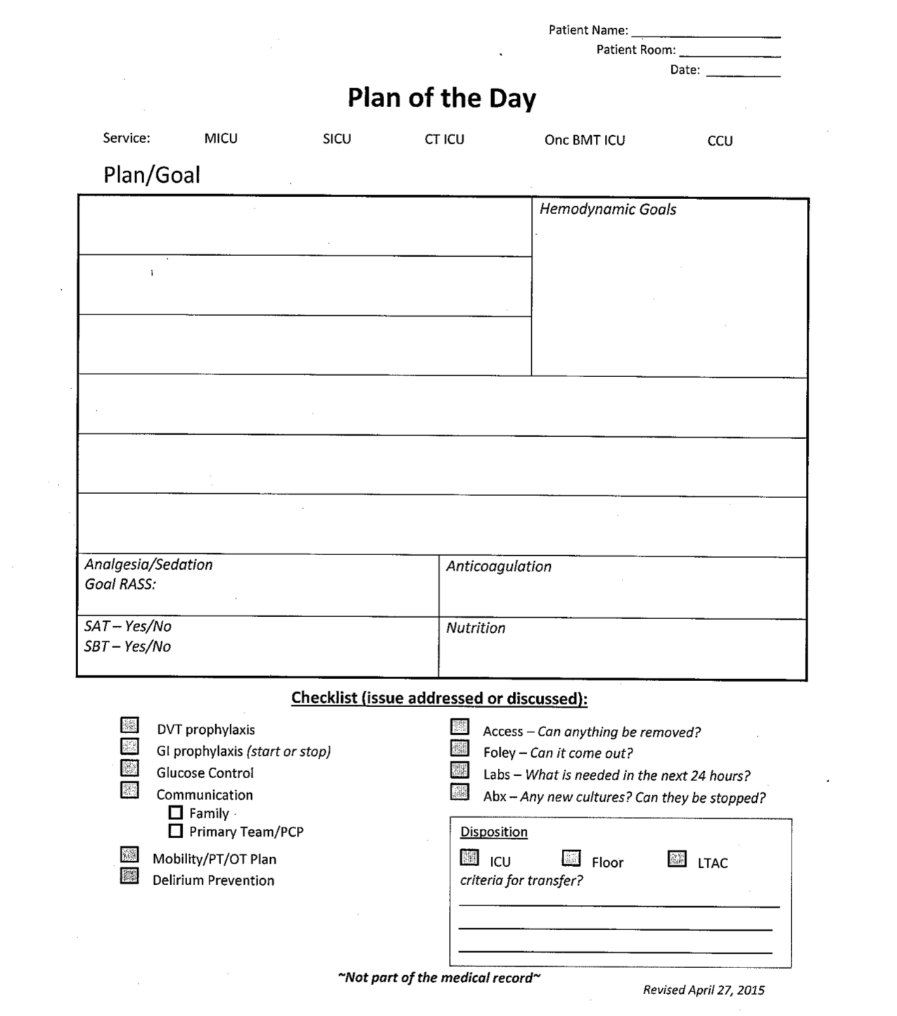 Icu Care Plan Management Tobin