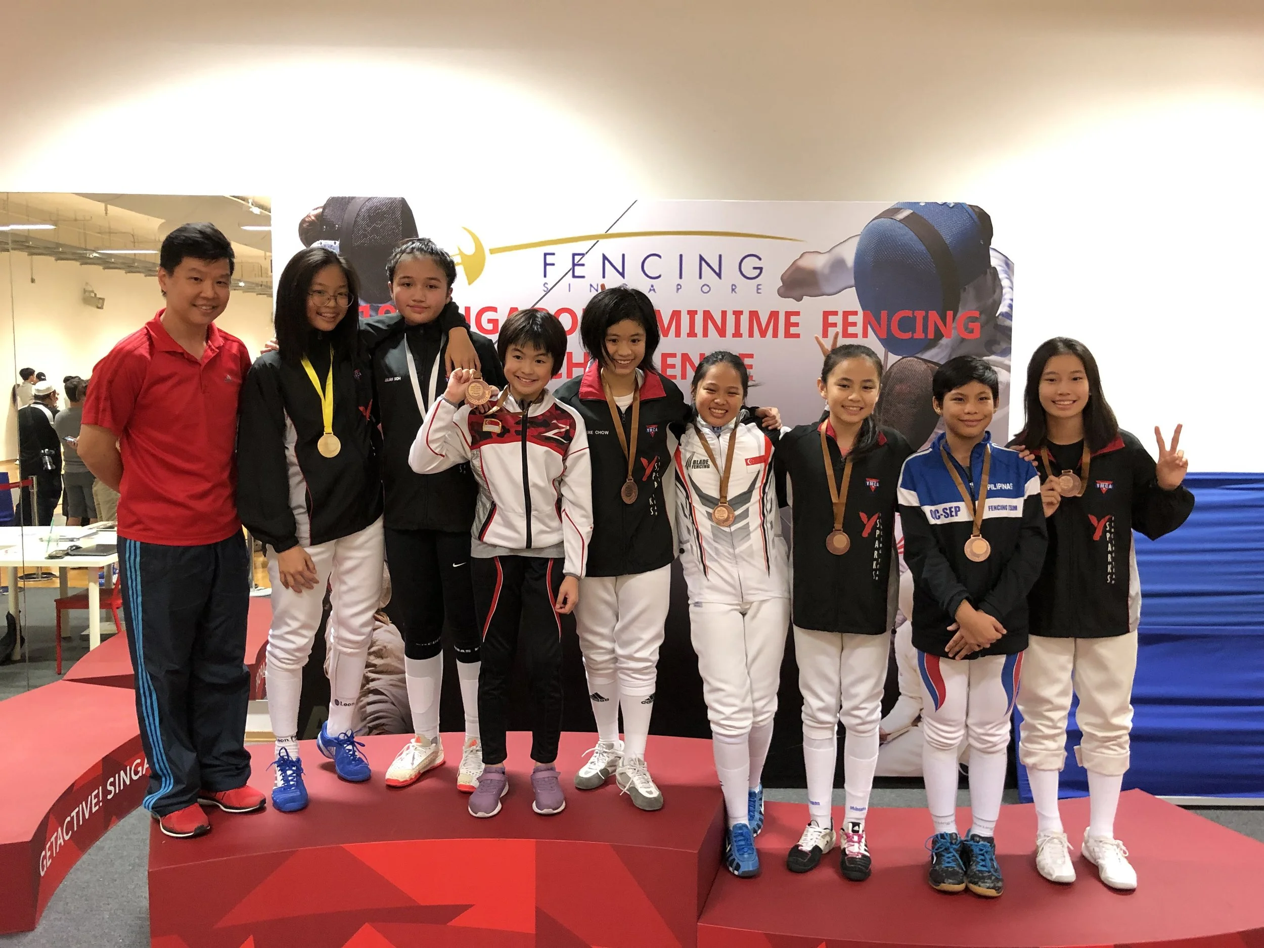 Gold, Silver and Bronze in Singapore Minime Fencing Challenge 2019