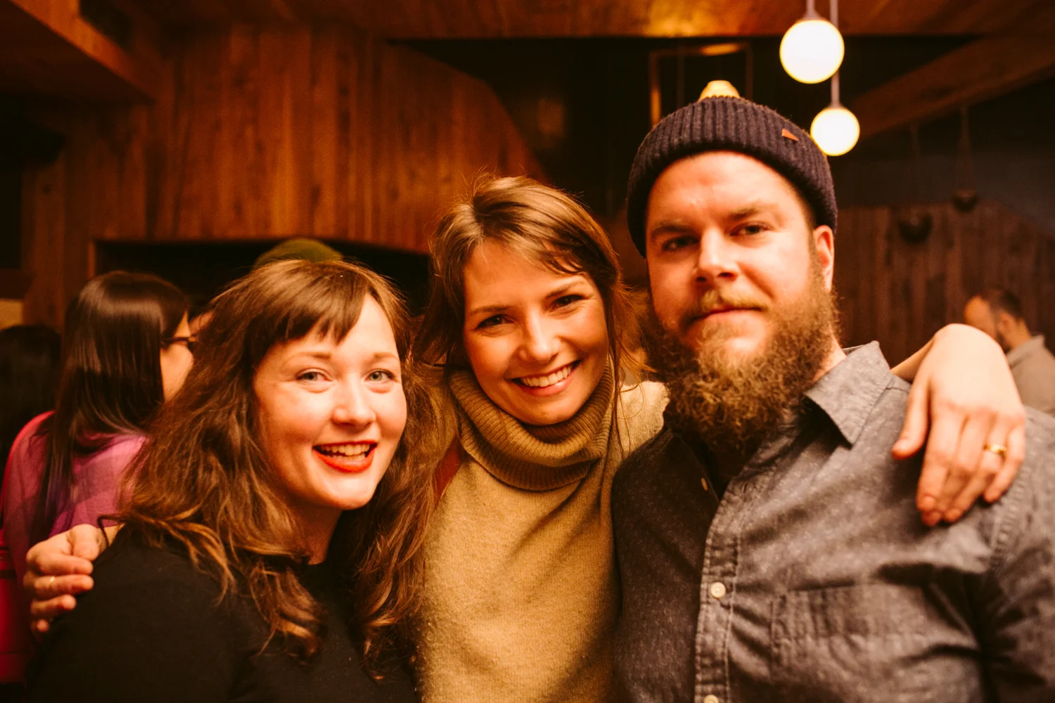 Michelle Bablo in a farewell embrace with Meghan and John of And Here We Are, they are Ohio bound! Good luck guys!