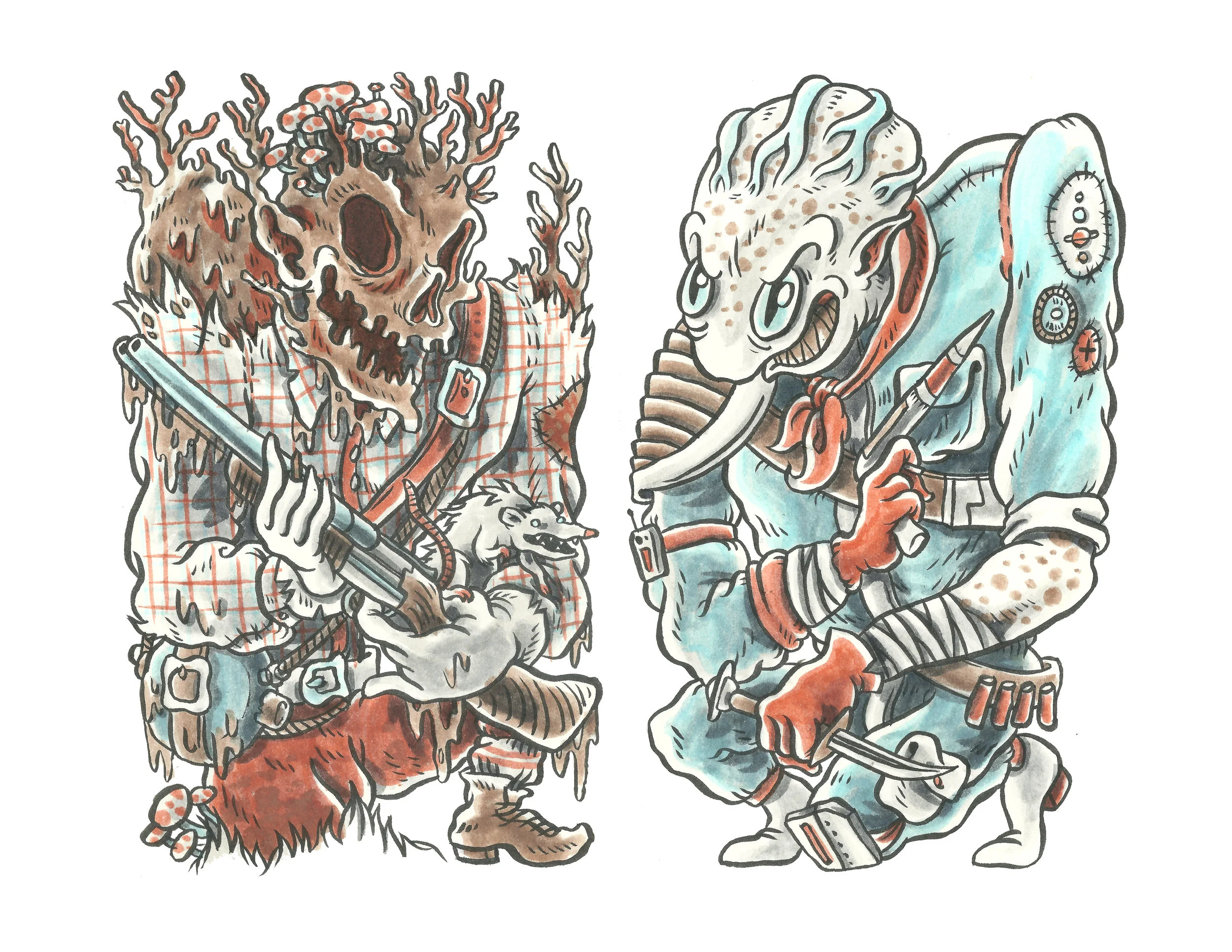 "Wild Man" (left) "Solar Scum" (right)