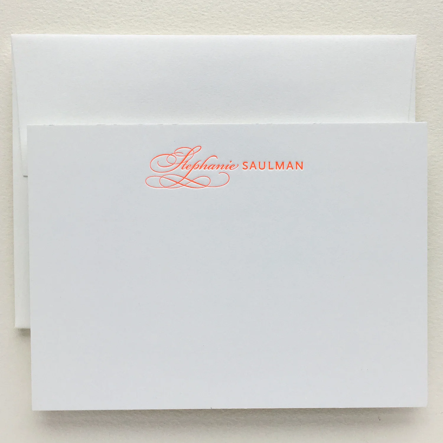 Custom printed letterpress note card