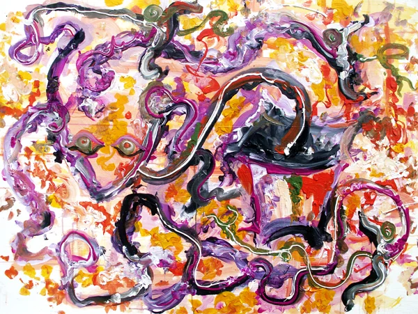 6.14.13 > Medusa Deception > 48x36 inch Acrylic Painting on wood