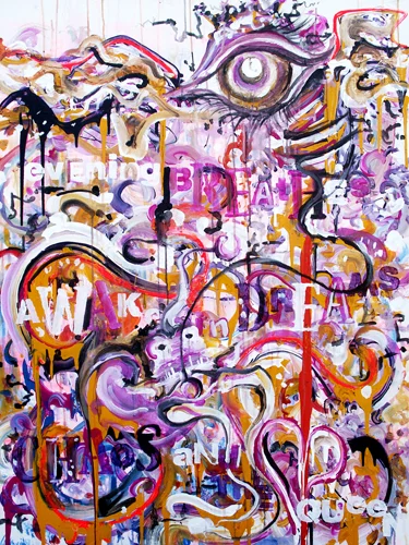 5.2.13 > Chaos And The Queen > 36x48 inch Acrylic Painting on canvas. Live Painted 5.2.13. > NOT AVAILABLE FOR PURCHASE