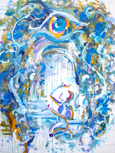 8.4.12 > Reaching For Vision > 36x48 inch Acrylic Painting on canvas. Live Painted 8.1.12. > NOT AVAILABLE FOR PURCHASE