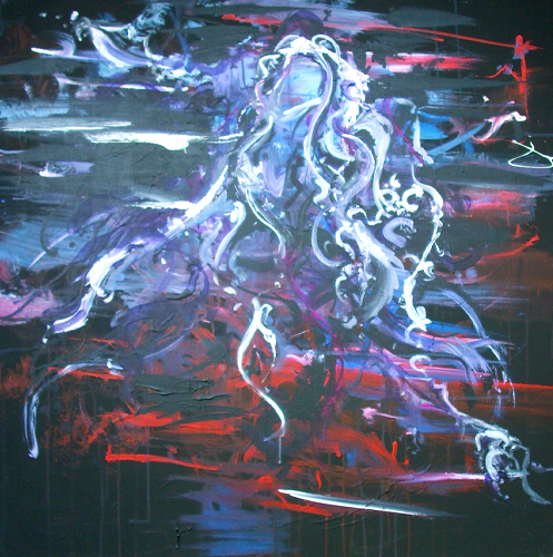 7.19.12 > Smile For Us > 36x36 inch Acrylic Painting on canvas. Live Painted 7.18.12 > NOT AVAILABLE FOR PURCHASE