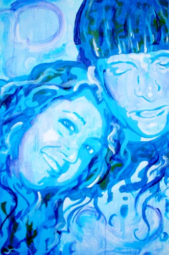 7.31.12 > Curled In Blue > 24x36 inch Acrylic Painting on canvas > NOT AVAILABLE FOR PURCHASE