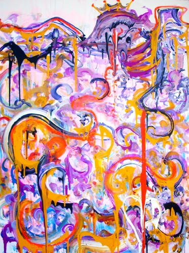 5.2.12 > Chaos And The Queen > 36x48 inch Acrylic Painting on canvas. Live Painted 5.2.12 > NOT AVAILABLE FOR PURCHASE 