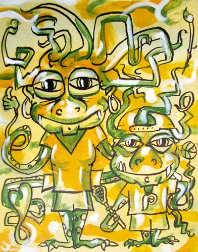 5.26.12 > I Think Im An Alien Too > 11x14 inch Acrylic Painting on canvas > NOT AVAILABLE FOR PURCHASE
