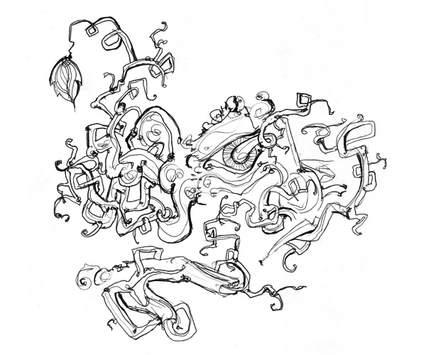 4.3.12 > Let Your Senses Grow > 11x8.5 inch Pen Drawing on paper > NOT AVAILABLE FOR PURCHASE