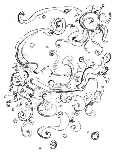 3.28.12 > She Floats And So Does Sunshine > 8.5x11 inch Pen Drawing on paper > NOT AVAILABLE FOR PURCHASE