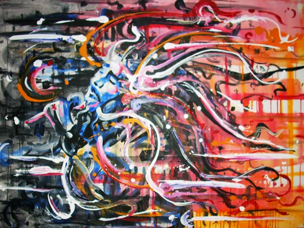 10.3.11 > War On Fear With Love > 48x36 inch Acrylic Painting on canvas > NOT AVAILABLE FOR PURCHASE
