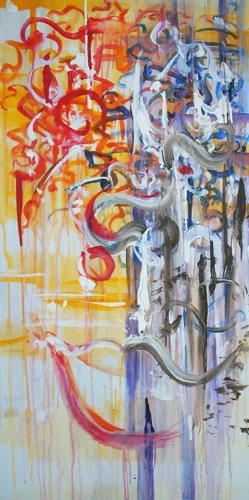 9.1.11 > Two Minds Inside > 24x48 inch Acrylic Painting on canvas. Live Painted 8.25.11. > NOT AVAILABLE FOR PURCHASE