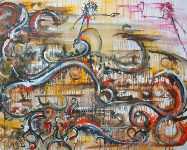 9.9.11 > Senseless Selfish. Sensitive Selfless > 60x48 inch Acrylic Painting on canvas. Live Painted 9.3.11. > NOT AVAILABLE FOR PURCHASE