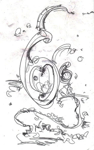 6.15.11 > Six Days From Somewhere > 8.5x11 inch Pen Drawing on paper > NOT AVAILABLE FOR PURCHASE