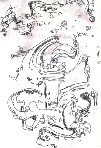 6.16.11 > Kissing California > 8.5x11 inch Pen Drawing on paper > NOT AVAILABLE FOR PURCHASE