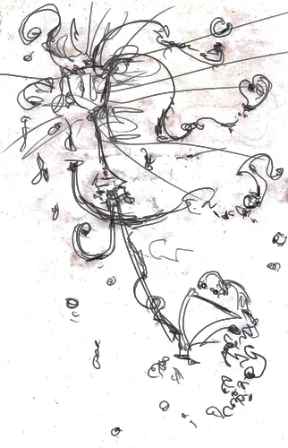 6.17.11 > Gimme Little Drank > 8.5x11 inch Pen Drawing on paper > NOT AVAILABLE FOR PURCHASE