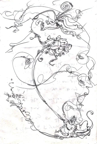 6.18.11 > Some Sorta Hope > 8.5x11 inch Pen Drawing on paper > NOT AVAILABLE FOR PURCHASE