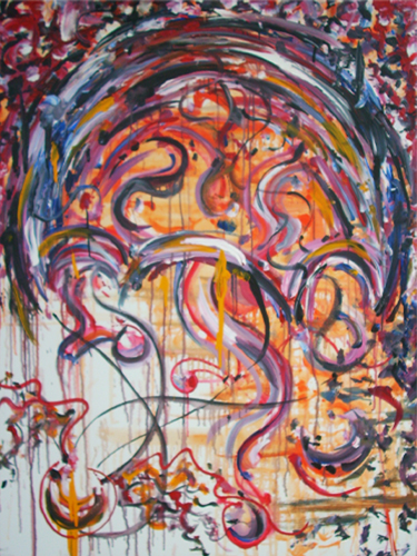 6.19.11 > Parachutes. Leaping In Faith. Falling In Love. > 36x48 inch Acrylic Painting on canvas. Live Painted 6.18.11. > NOT AVAILABLE FOR PURCHASE