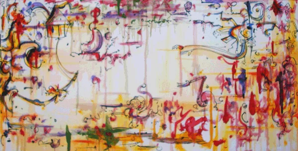 3.23.11 > Soular Trapezist > 48x24 inch Acrylic Painting on canvas. Live Painted at the SOULAR CIRCUS. San Diego, CA. 3.22.11. > NOT AVAILABLE FOR PURCHASE