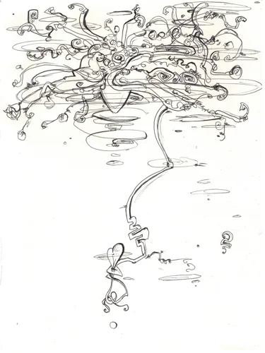 1.7.11 > Head Spinning Is Beautiful > 8.5x11 inch Pen Drawing on paper > NOT AVAILABLE FOR PURCHASE