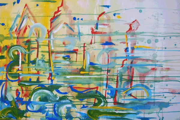 12.30.10 > Enlightened By City > 36x24 inch Acrylic Painting on canvas > NOT AVAILABLE FOR PURCHASE