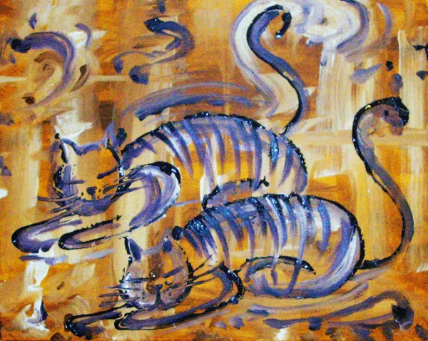 8.18.10 > Sisters In Stripes > 24x18 inch Acrylic Painting on canvas > NOT AVAILABLE FOR PURCHASE