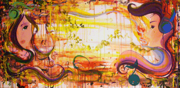 8.26.10 > Continued Collab With Kiska Zilla > 48x24 inch Acrylic Painting on canvas. Live Painted 8.27.10. > NOT AVAILABLE FOR PURCHASE