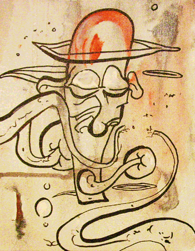 6.1.10 > Pathways To Anti-Brainlessness > 8x10 inch Acrylic Painting on canvas. Live Painted 6.3.10. > NOT AVAILABLE FOR PURCHASE