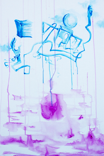 7.8.14 > Astronauts > 24x36 inch Acrylic Painting on canvas > NOT AVAILABLE FOR PURCHASE