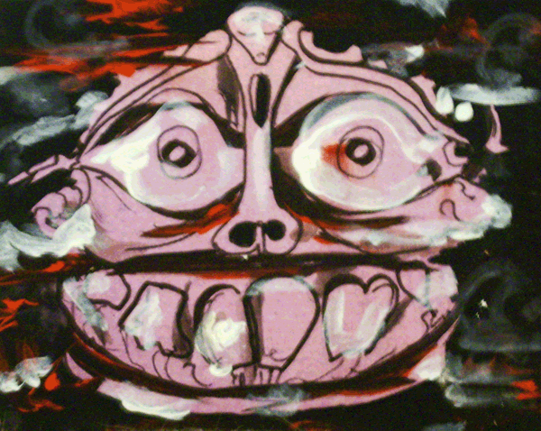 5.24.10 > Hate Burns Holes > 10x8 inch Acrylic Painting on canvas > NOT AVAILABLE FOR PURCHASE
