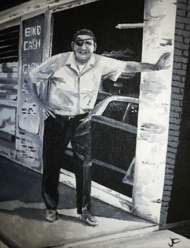 4.8.10 > Carpet Man > 9x12 inch Acrylic Painting on canvas > NOT AVAILABLE FOR PURCHASE