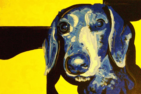 3.24.10 > Dog Californianized > 36x24 inch Acrylic Painting on canvas > NOT AVAILABLE FOR PURCHASE