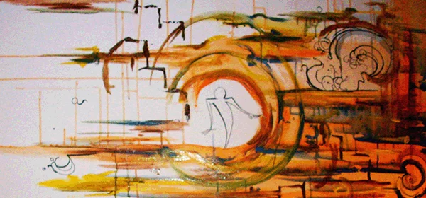 2.23.10 > Party Time > 48x24 inch Acrylic Painting on canvas. Live Painted 2.16.10. NOT AVAILABLE FOR PURCHASE
