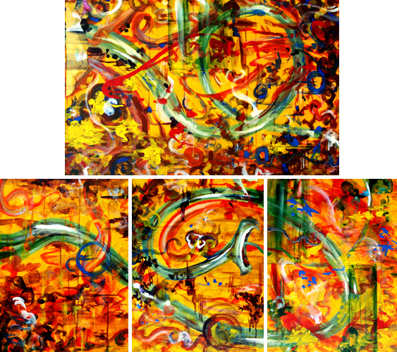 11.28.09 > The Ride > Set of 4 Acrylic Paintings on canvas. 1 36x24, 3 18x24. > NOT AVAILABLE FOR PURCHASE