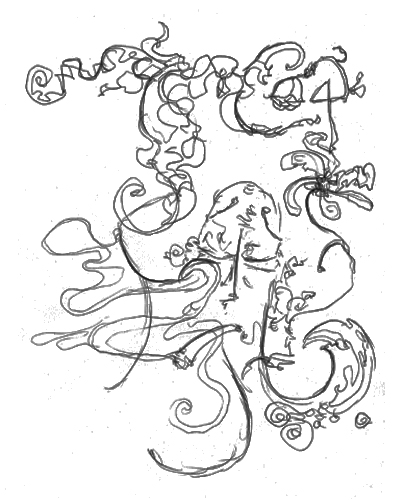 9.17.09 > Head Full Of Curves > 8.5x11 inch Pen Drawing on paper > NOT AVAILABLE FOR PURCHASE