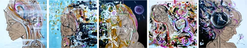 2.12.15 > Collaboration with Mike Repass > 24x24 inch Acrylic Painting Set on wood > NOT AVAILABLE FOR PURCHASE
