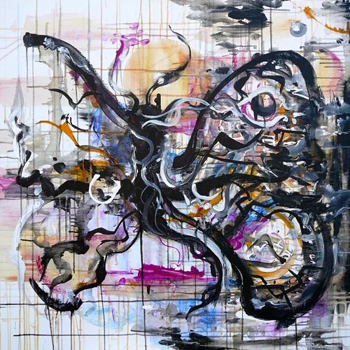 Here Again Today > 36x36 inch Acrylic Painting on canvas